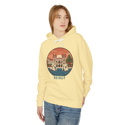 Beirut Vintage Landmark Hoodie — Retro Cityscape Graphic Hooded Sweatshirt