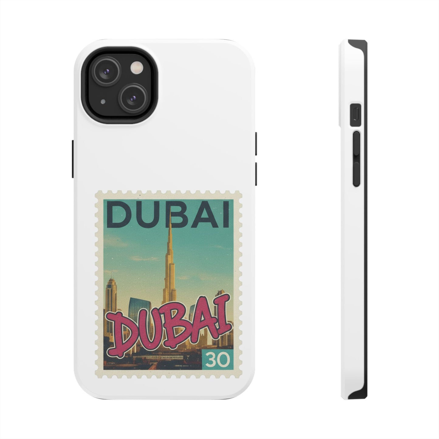 Coque de téléphone motif timbre-poste de Dubaï — Coque iPhone résistante inspirée du voyage