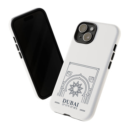 Dubai Architectural Phone Case — Minimal Souvenir Travel Design with Coordinates