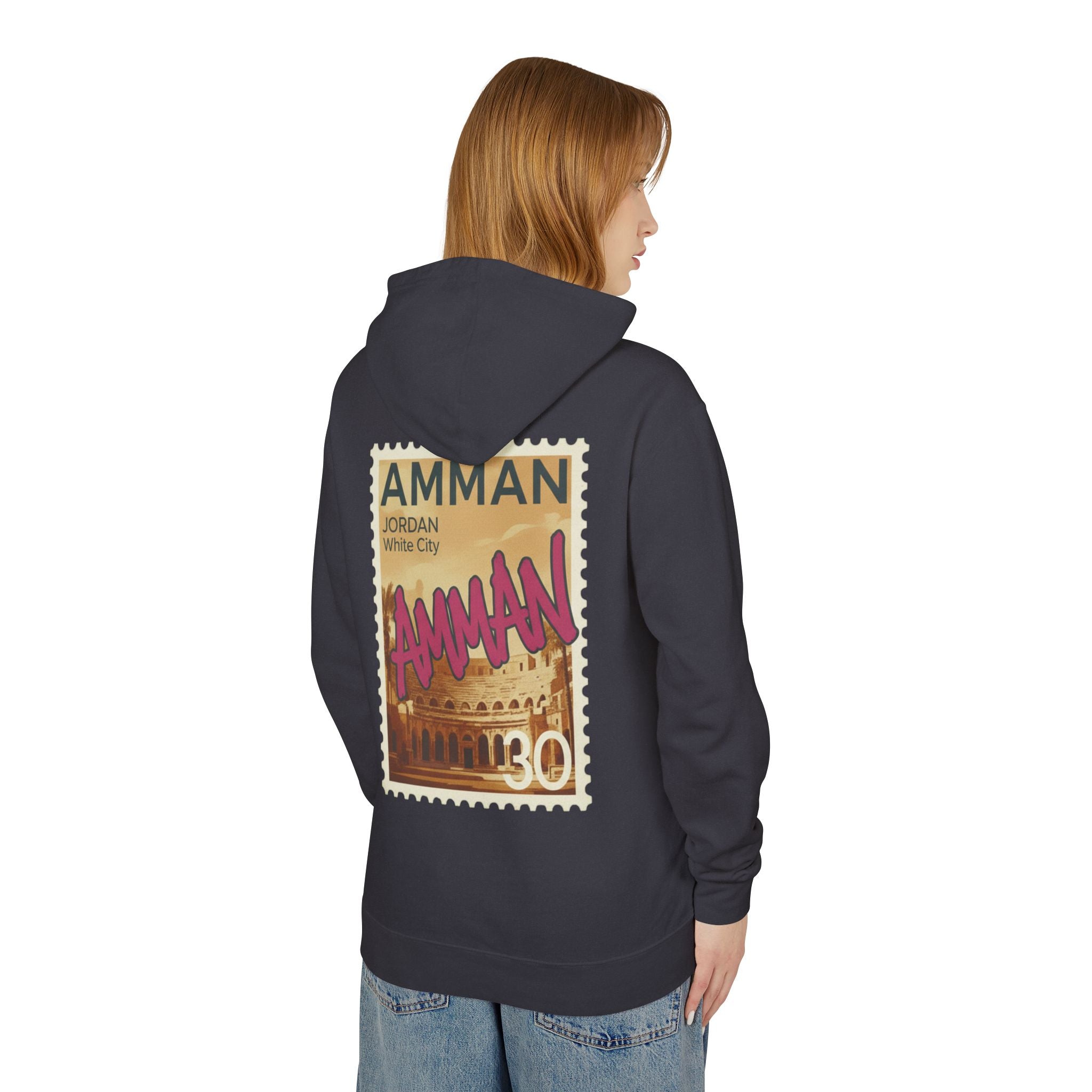 Amman Stamp Hoodie — Vintage Jordan Travel Graphic Sweatshirt