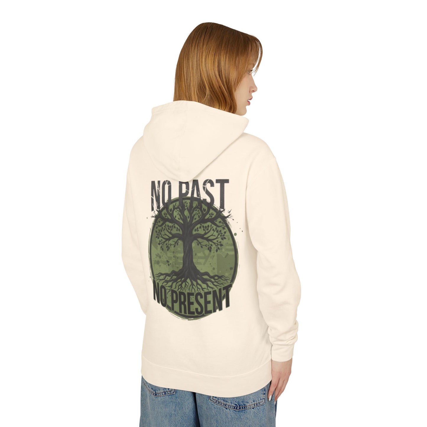 Tree of Roots Hoodie — "No Past No Present" Environmental Graphic Hoodie