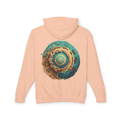 Planetary Beach Circle Hoodie — Coastal Mini-World Graphic Pullover