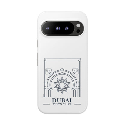 Dubai Architectural Phone Case — Minimal Souvenir Travel Design with Coordinates
