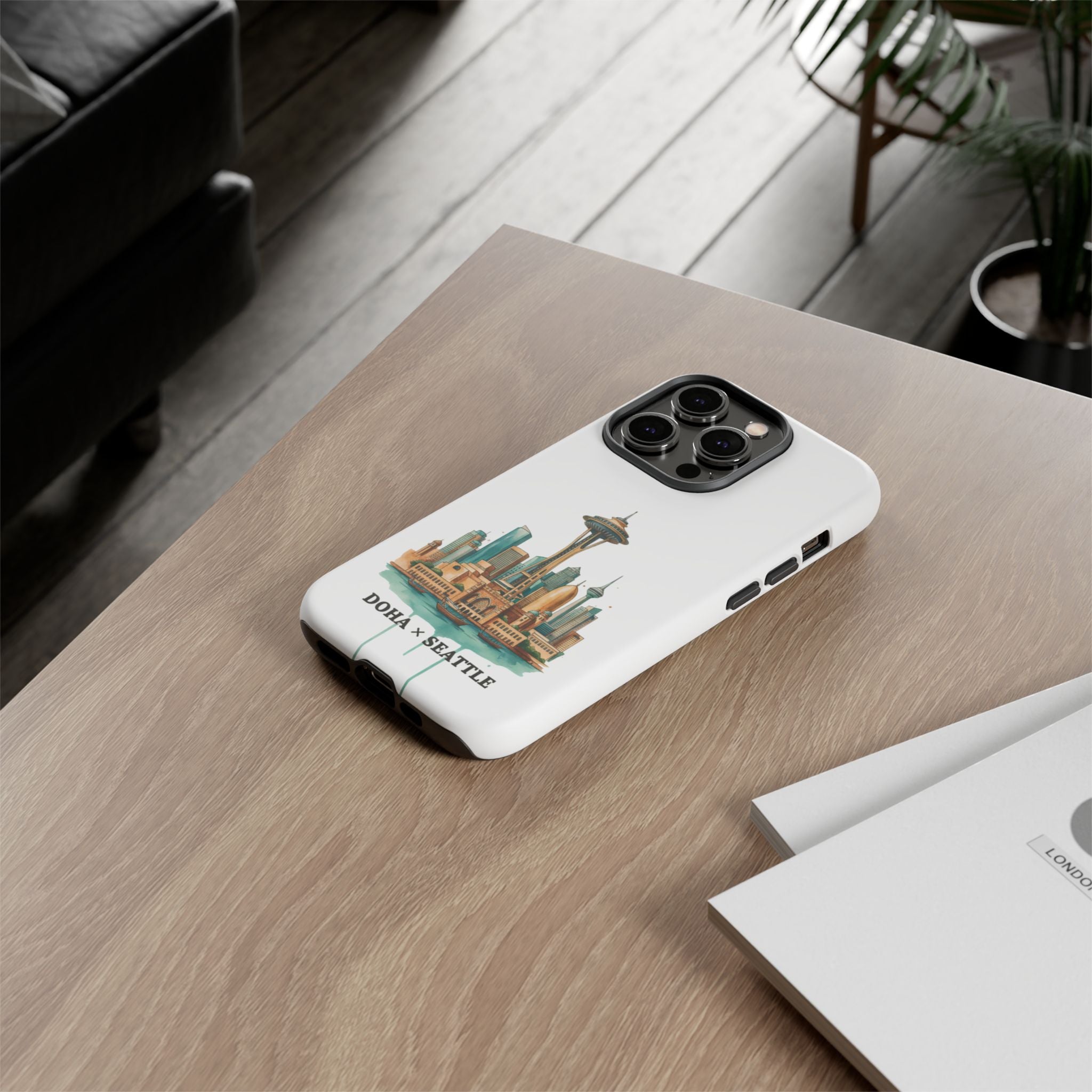 Doha x Seattle Skyline Tough Phone Case — Cityscape Protective Phone Cover