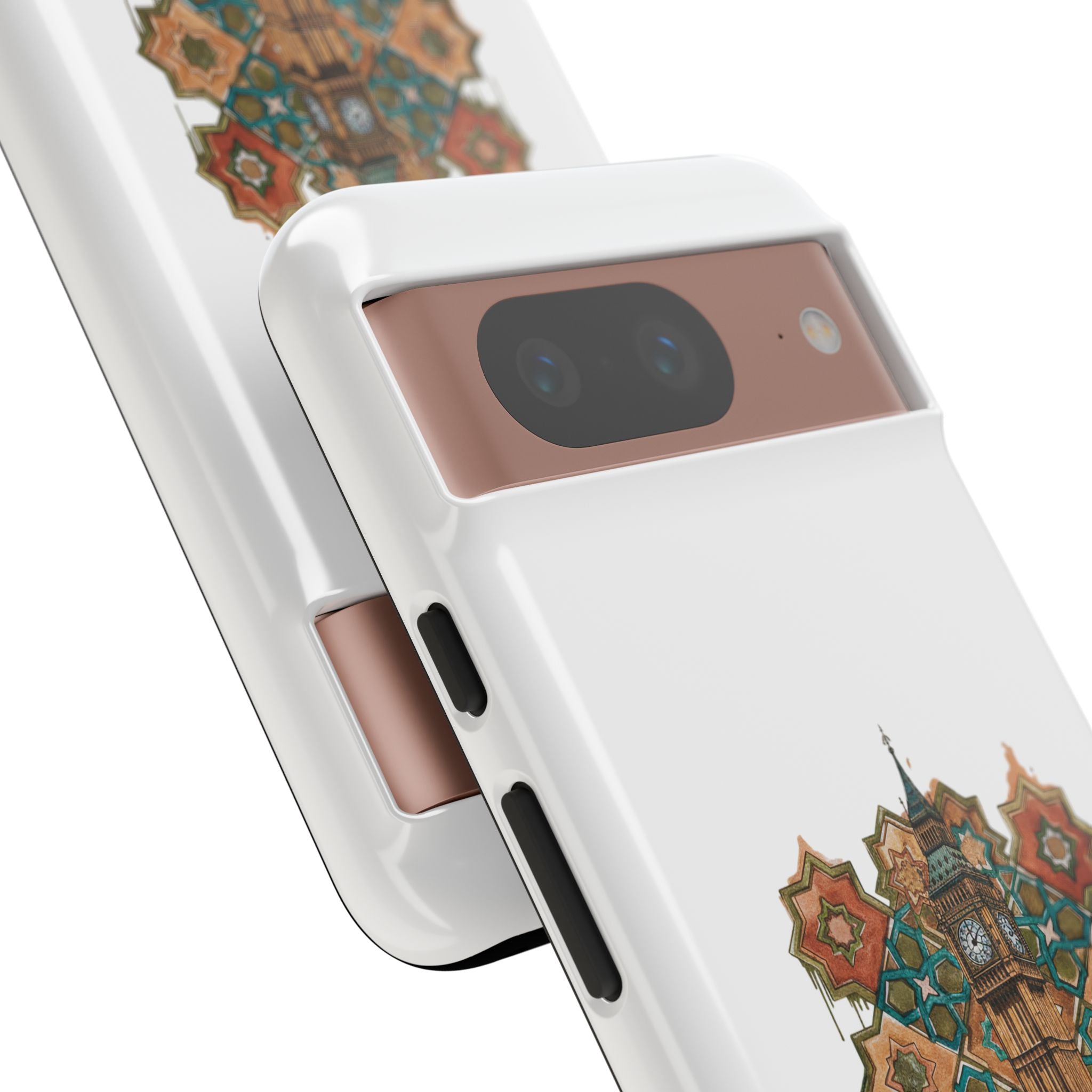 Cairo × London Phone Case — Vintage Mosaic Pyramids & Big Ben Travel Design