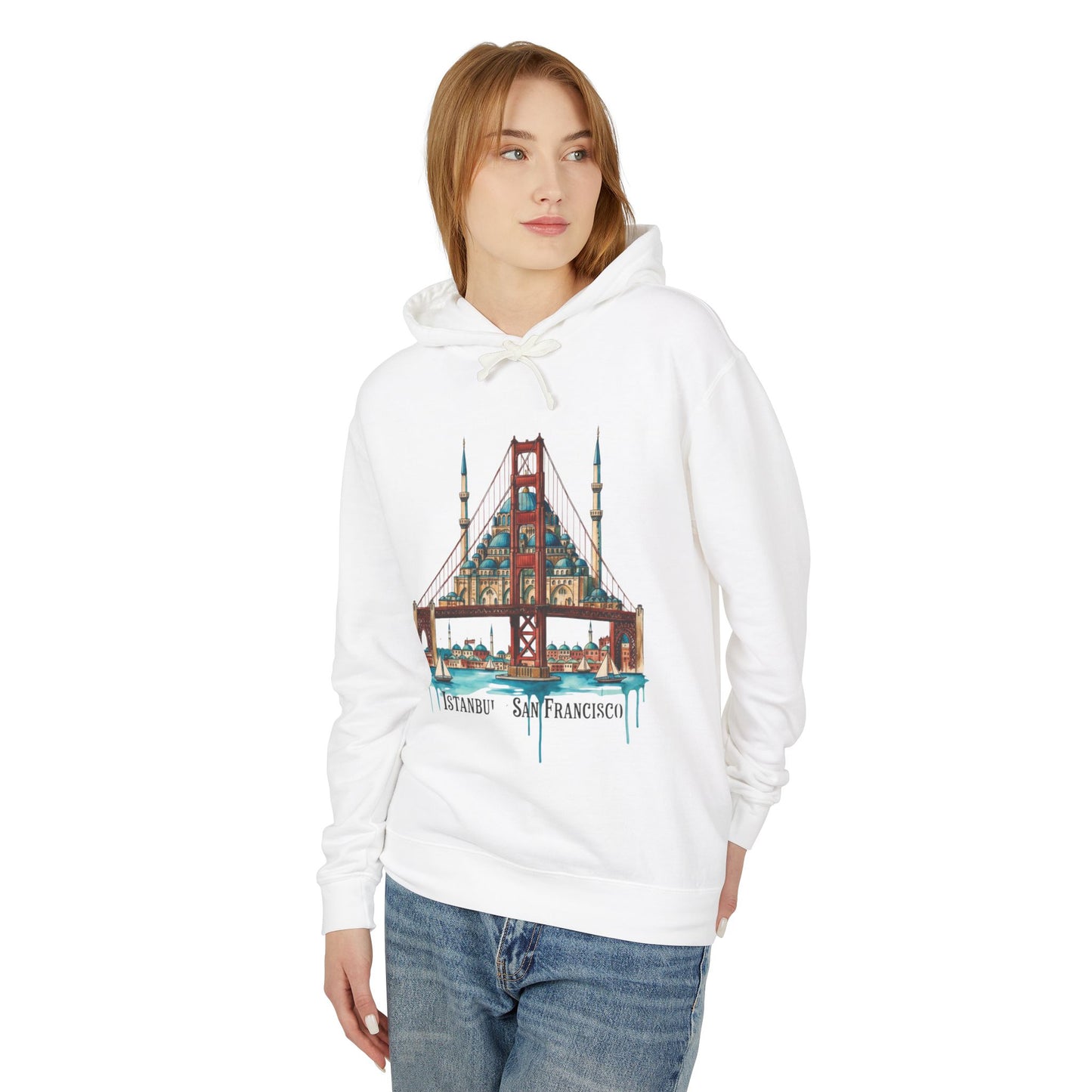 Istanbul × San Francisco Bridge Hoodie — Travel Cityscape Graphic Sweatshirt