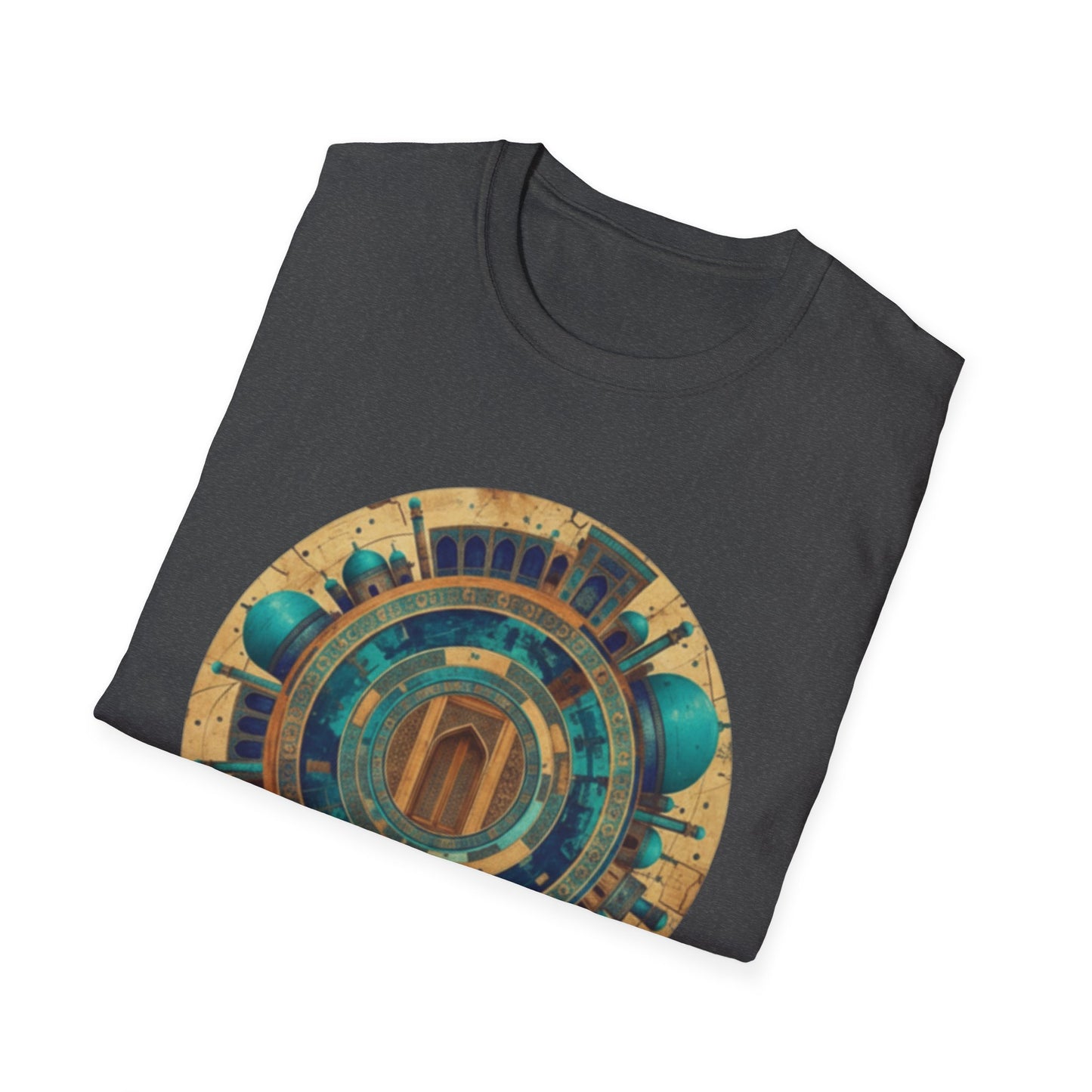 Sacred Geometry Mandala T-Shirt — Teal & Gold Spiritual Art Tee