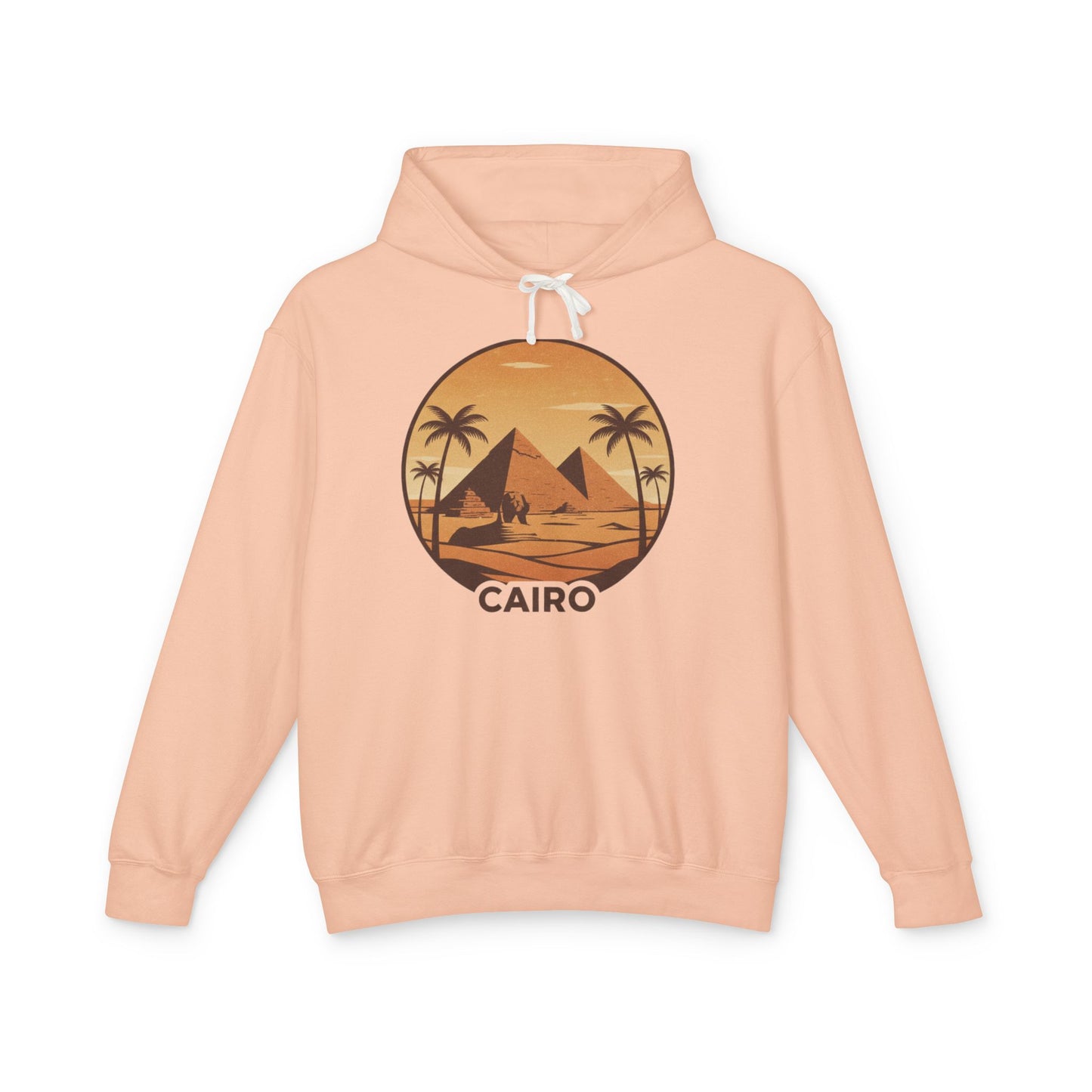 Cairo Sunset Hoodie — Vintage Pyramids Palm Tree Travel Sweatshirt