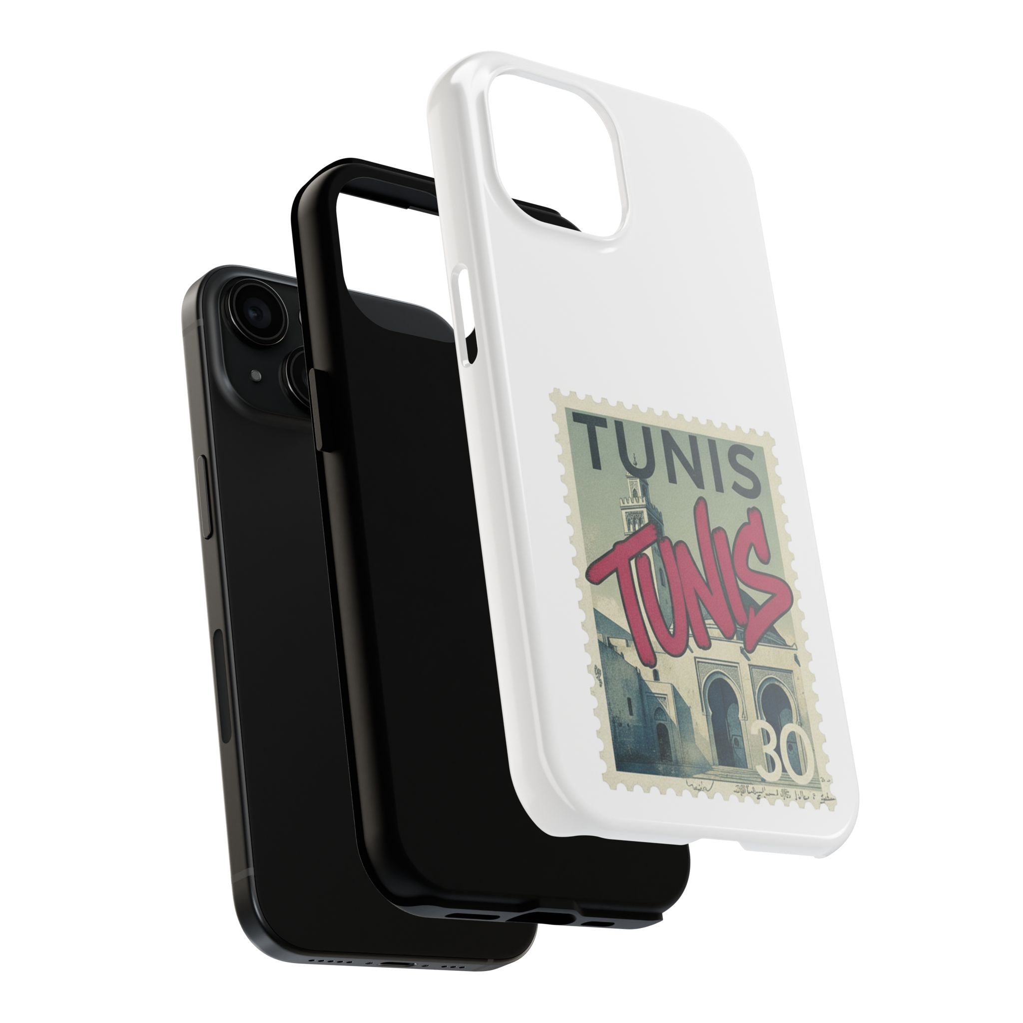 Tunis Vintage Stamp Tough Phone Case — Retro Tunisia Travel Phone Cover