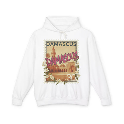 Damascus Vintage Postage Hoodie — Retro Travel Sweatshirt