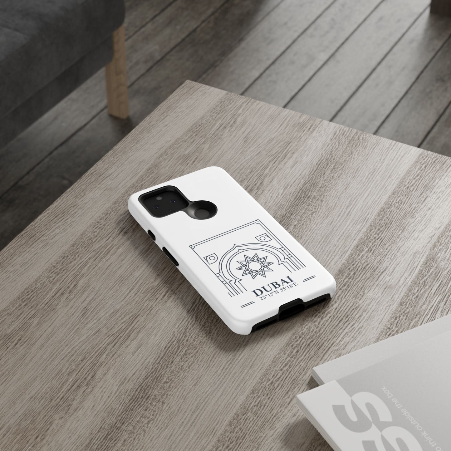 Dubai Architectural Phone Case — Minimal Souvenir Travel Design with Coordinates
