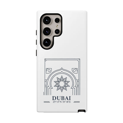 Dubai Architectural Phone Case — Minimal Souvenir Travel Design with Coordinates