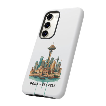 Coque de téléphone résistante Doha x Seattle Skyline — Protection pour téléphone inspirée de la ville
