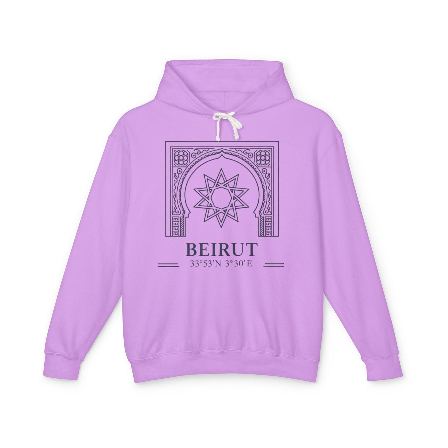 Beirut Arch Graphic Hoodie — Minimalist Beirut Coordinates Sweatshirt