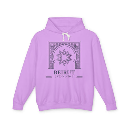Beirut Arch Graphic Hoodie — Minimalist Beirut Coordinates Sweatshirt