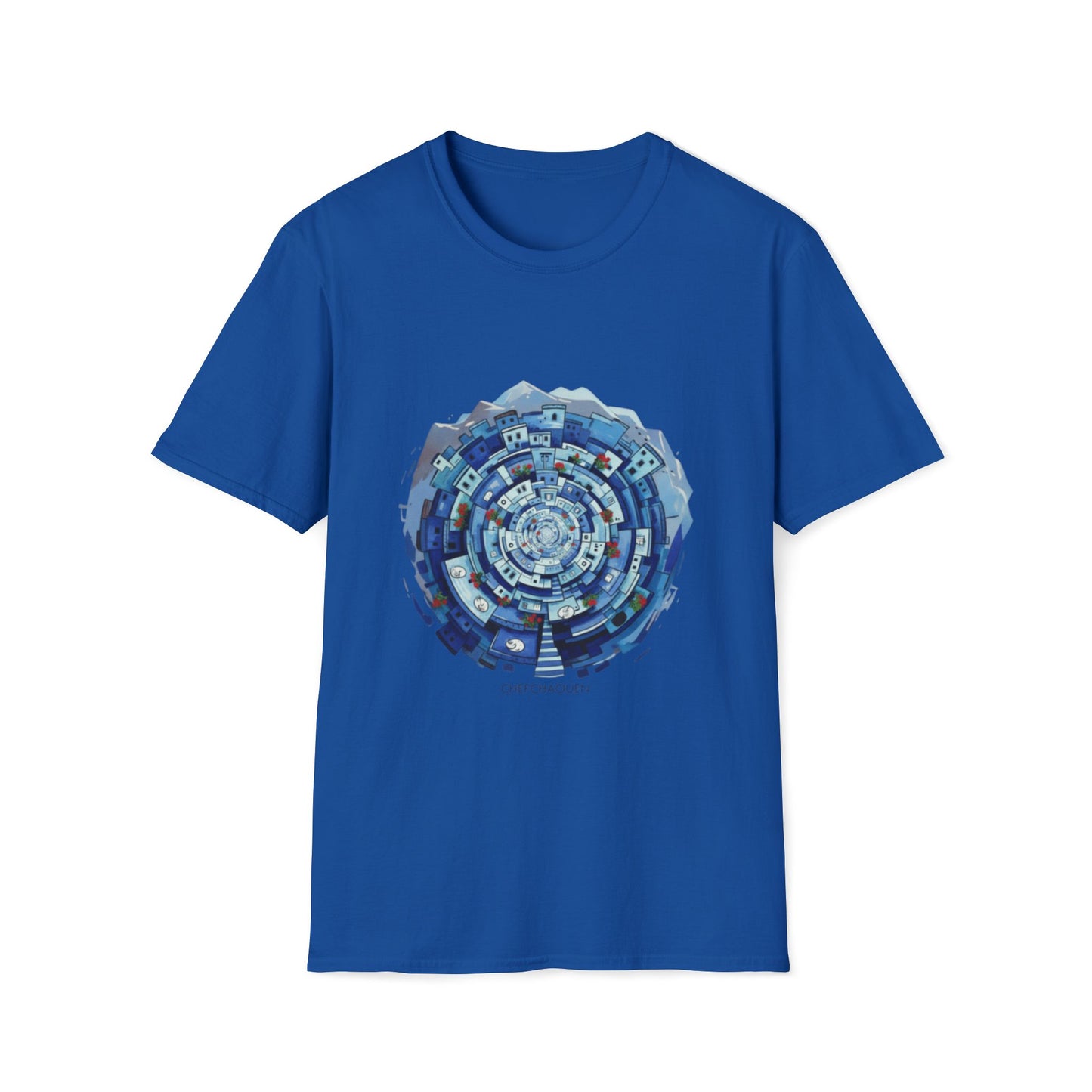 Blue Spiral Mandala T-Shirt — Abstract Ocean Vibe Graphic Tee