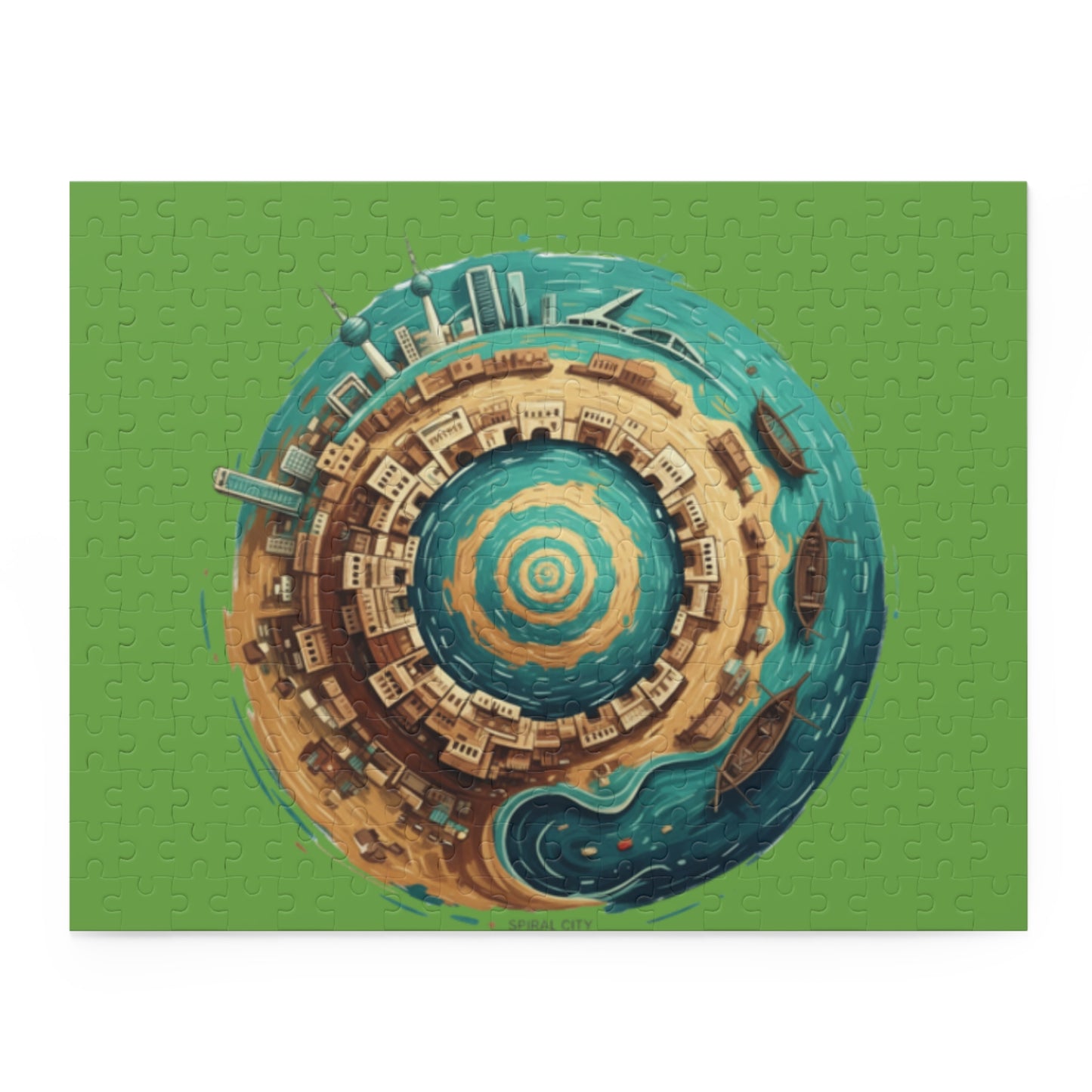 Coastal Tiny Planet Puzzle — 120/252/500-Piece Beach City Jigsaw