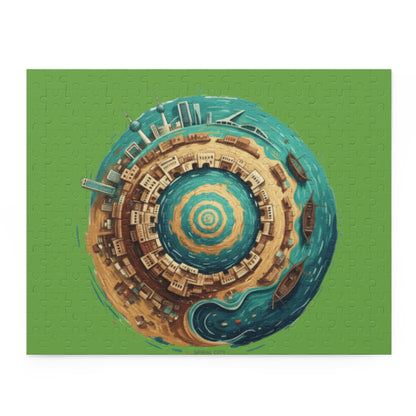 Coastal Tiny Planet Puzzle — 120/252/500-Piece Beach City Jigsaw