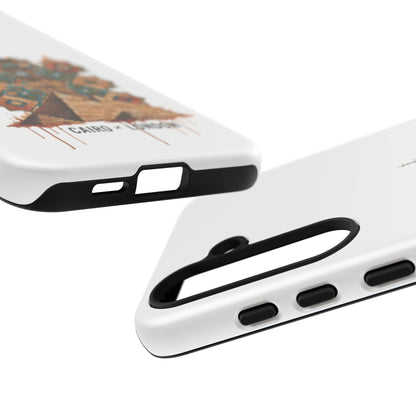 Cairo × London Phone Case — Vintage Mosaic Pyramids & Big Ben Travel Design