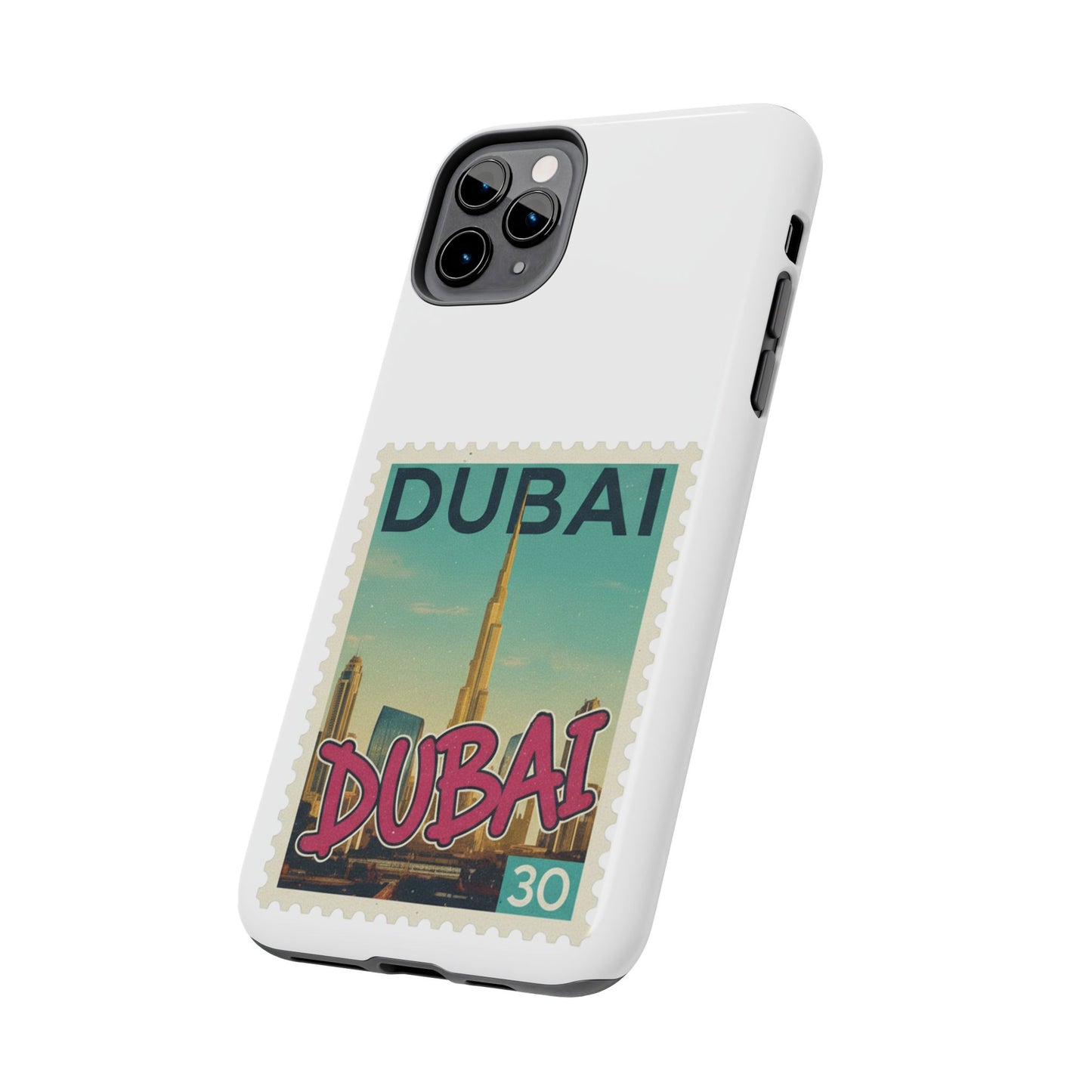 Coque de téléphone motif timbre-poste de Dubaï — Coque iPhone résistante inspirée du voyage