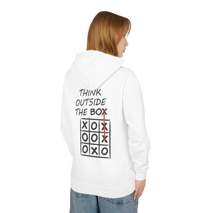 Think Outside the Box Hoodie — Tic-Tac-Toe Graphic Lightweight Hooded Sweatshirt
