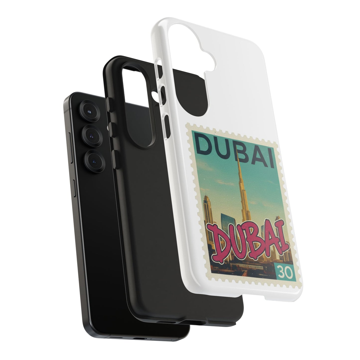 Coque de téléphone motif timbre-poste de Dubaï — Coque iPhone résistante inspirée du voyage