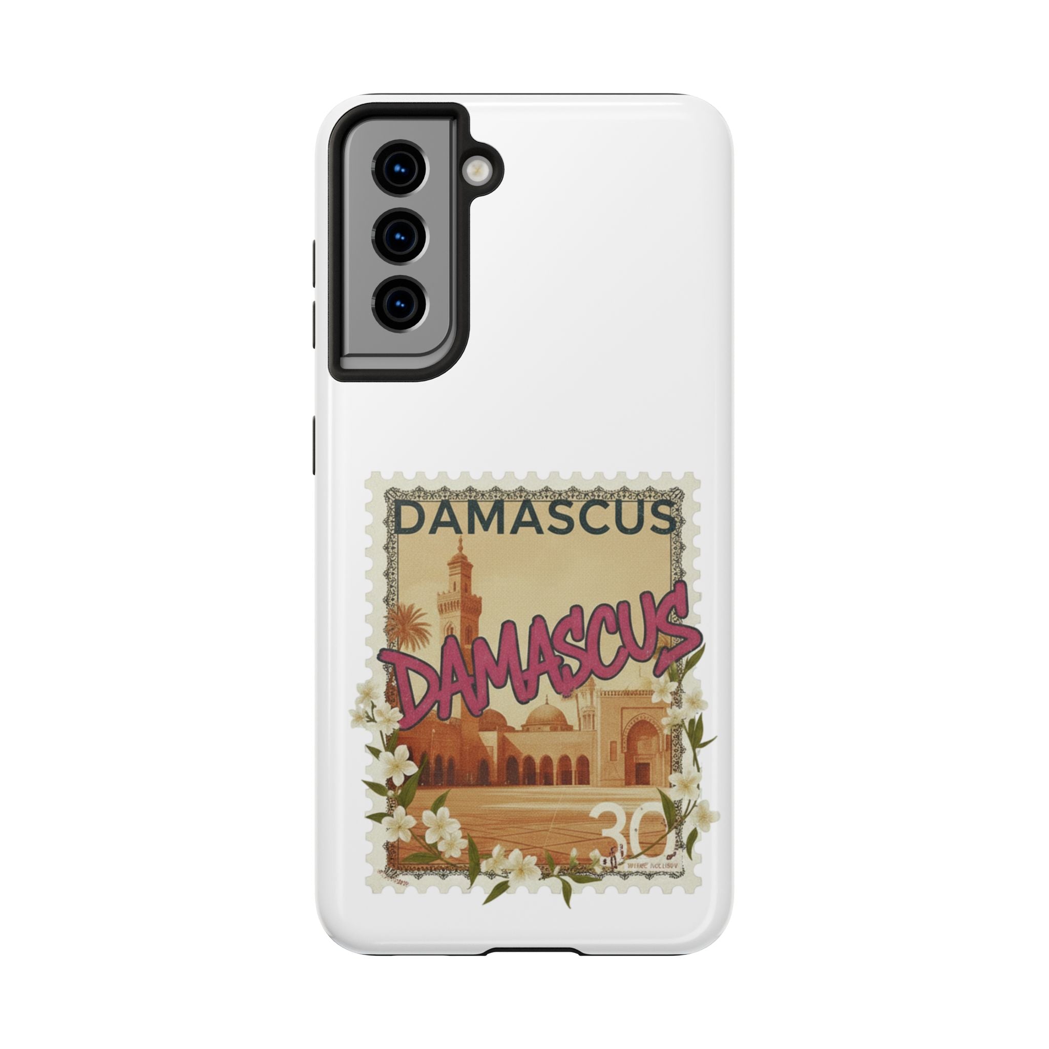 Damascus Vintage Stamp Tough Phone Case — Retro Travel Phone Cover