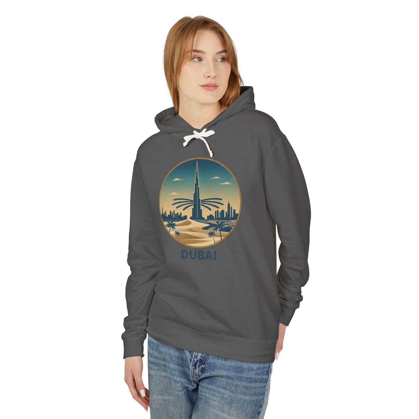 Dubai Skyline Hoodie — Vintage Desert Sunset Travel Sweatshirt