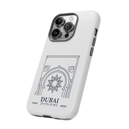 Dubai Architectural Phone Case — Minimal Souvenir Travel Design with Coordinates