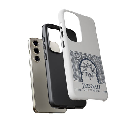 Jeddah Coordinates Phone Case — Arabic Arch Geometric Design