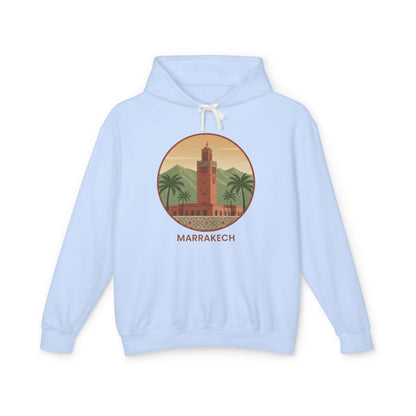 Marrakech Vintage Travel Hoodie — Retro Palm Tree Morocco Sweatshirt
