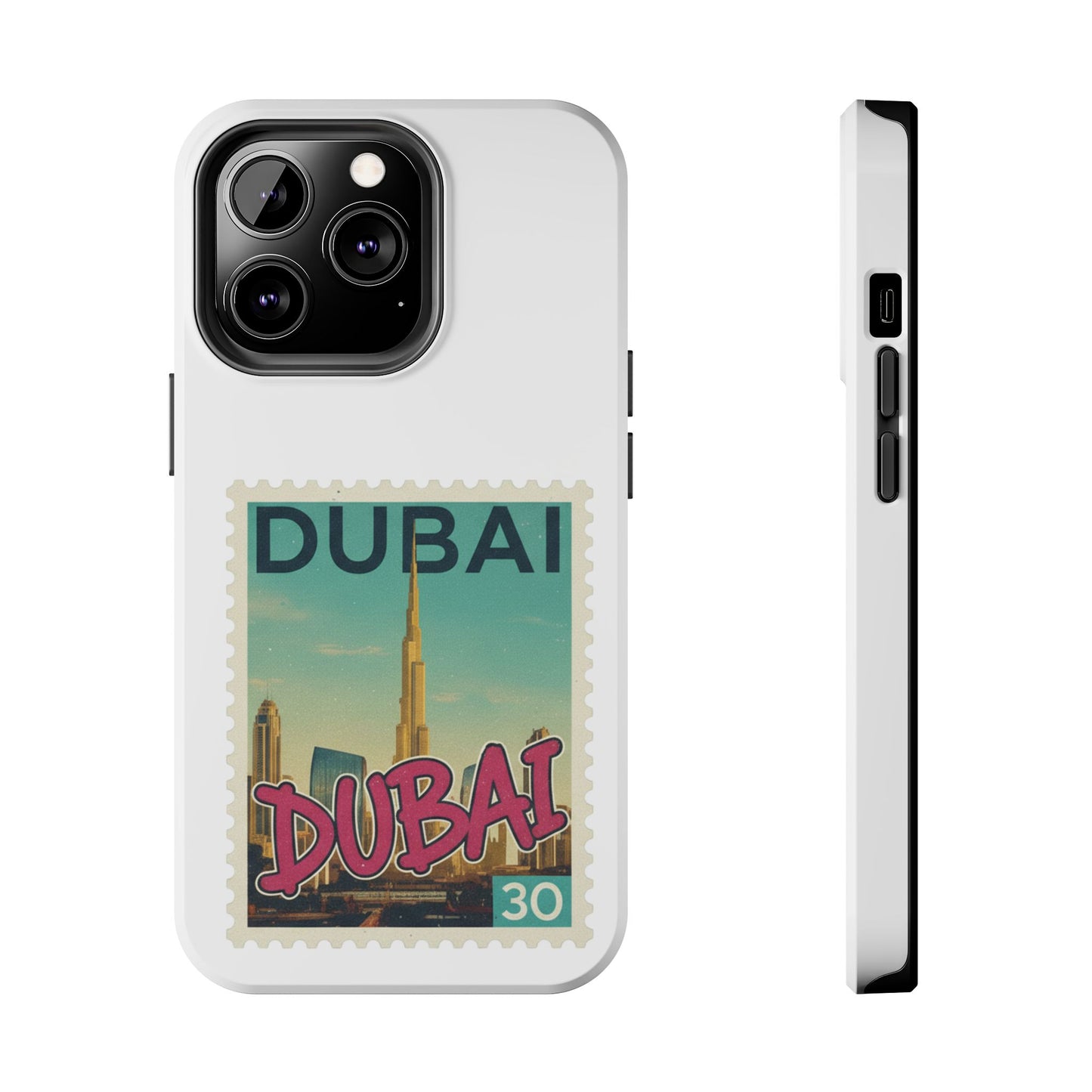 Coque de téléphone motif timbre-poste de Dubaï — Coque iPhone résistante inspirée du voyage