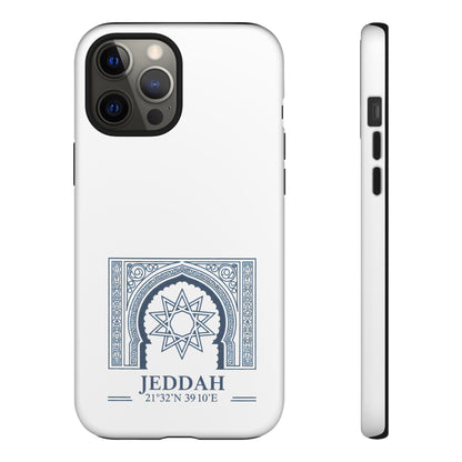 Jeddah Coordinates Phone Case — Blue Islamic Arch Travel Souvenir