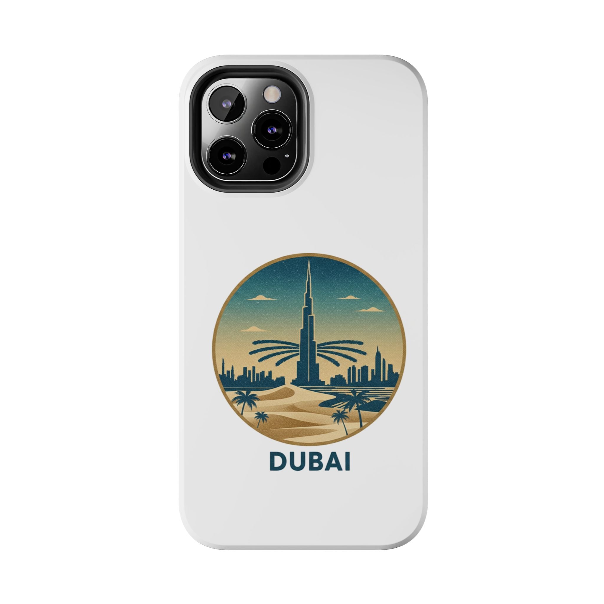 Dubai Skyline Tough Phone Case — Retro Desert Palm Travel Phone Cover