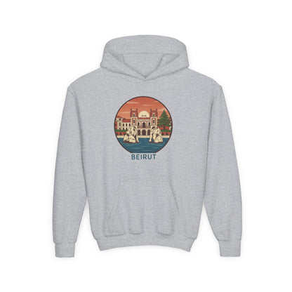 Beirut Skyline Youth Hoodie - Vintage City Illustration