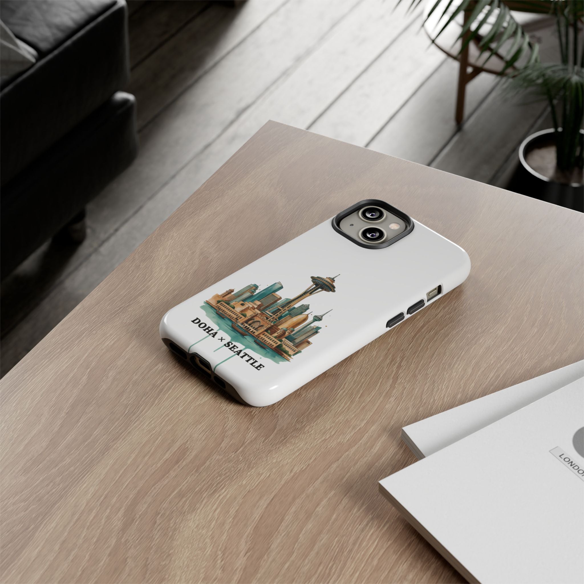Doha x Seattle Skyline Tough Phone Case — Cityscape Protective Phone Cover