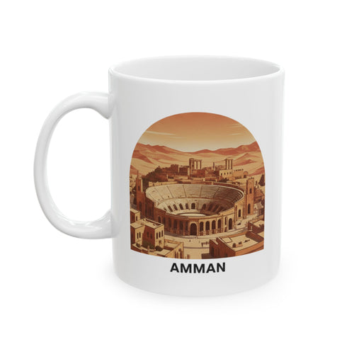 Amman Jordan Vintage Travel Mug — Ceramic Coffee Cup (11oz & 15oz)