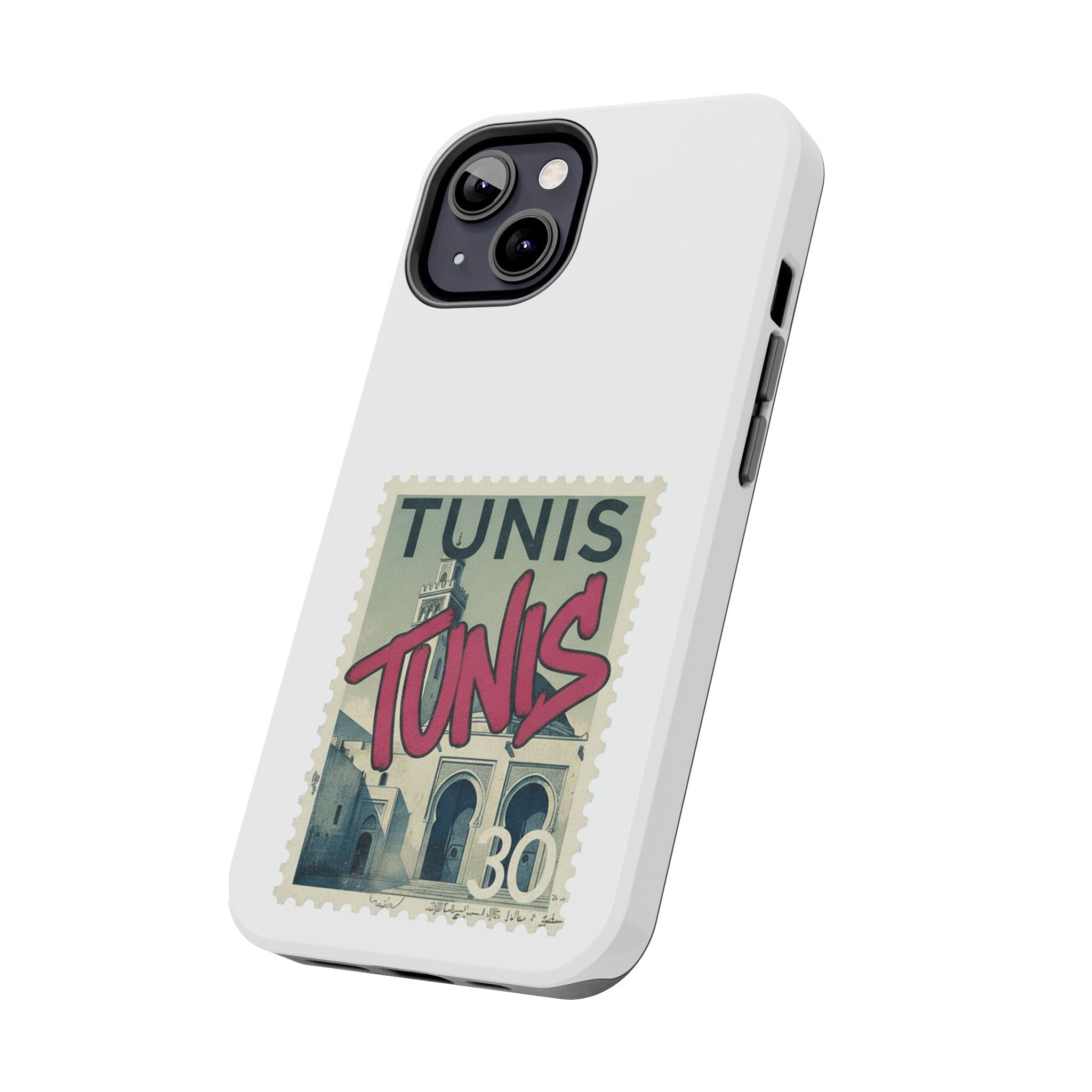 Tunis Vintage Stamp Tough Phone Case — Retro Tunisia Travel Phone Cover