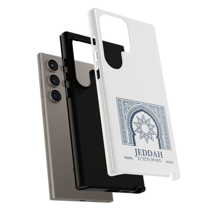 Jeddah Coordinates Phone Case — Blue Islamic Arch Travel Souvenir