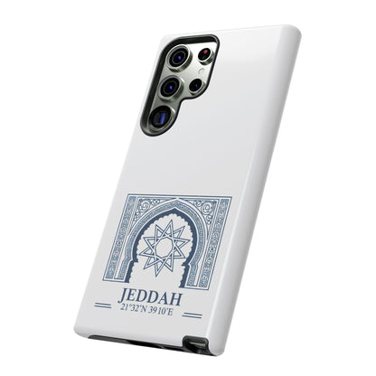 Jeddah Coordinates Phone Case — Blue Islamic Arch Travel Souvenir