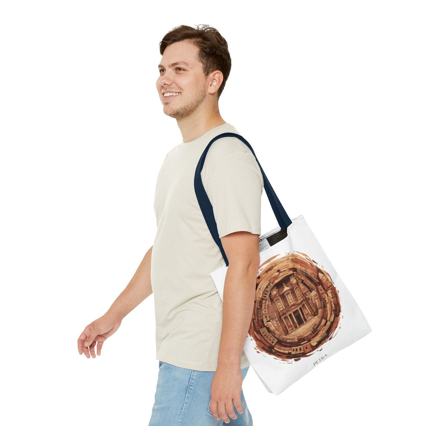 Petra Circle Art Tote Bag — Ancient Rose Sandstone Illustration