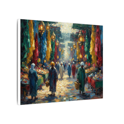 Middle Eastern Market Matte Canvas Wall Art — Colorful Bazaar Street Scene