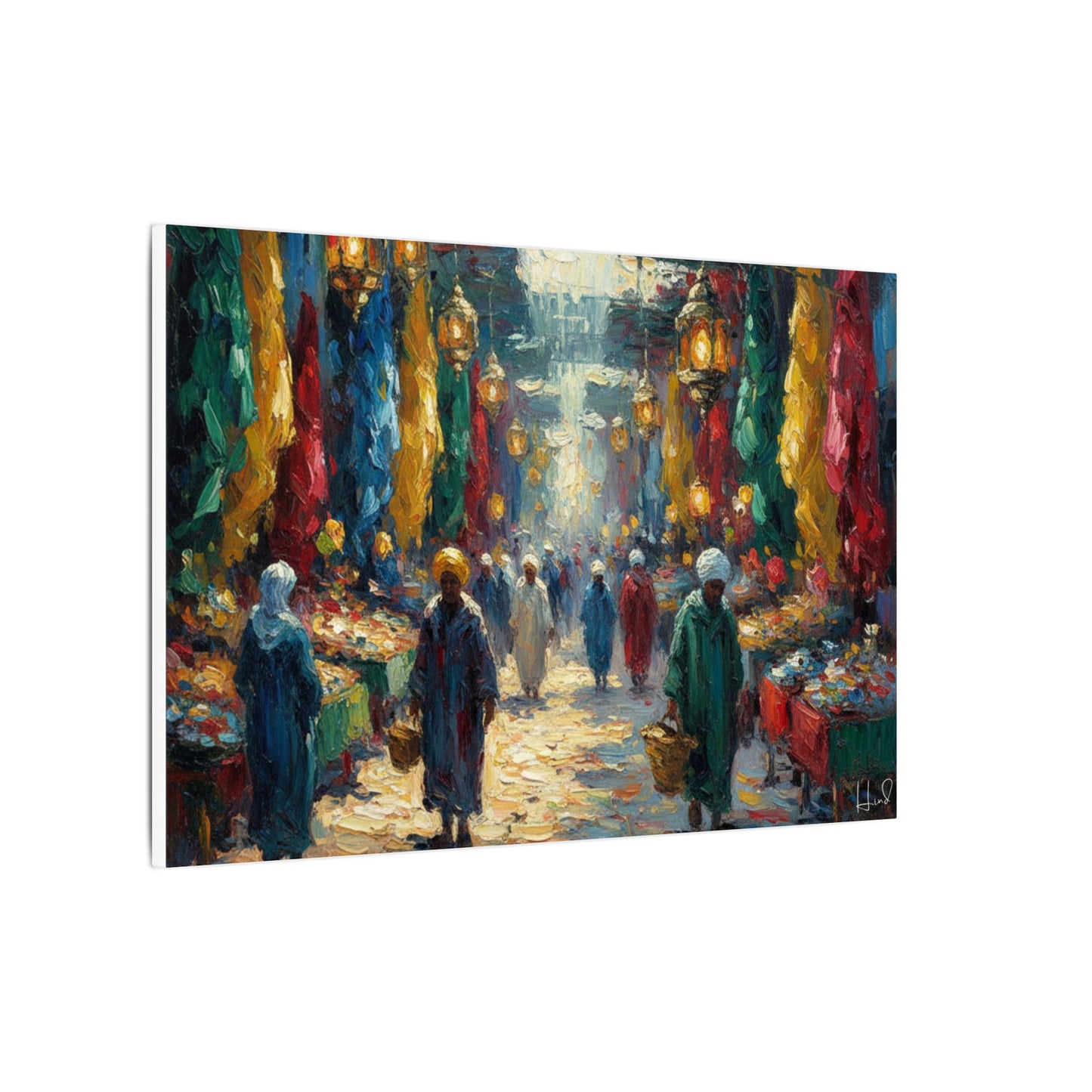Middle Eastern Market Matte Canvas Wall Art — Colorful Bazaar Street Scene