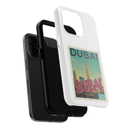 Coque de téléphone motif timbre-poste de Dubaï — Coque iPhone résistante inspirée du voyage