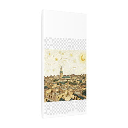 Moroccan Cityscape Canvas Print — Starry Night-Inspired Mosque Wall Art