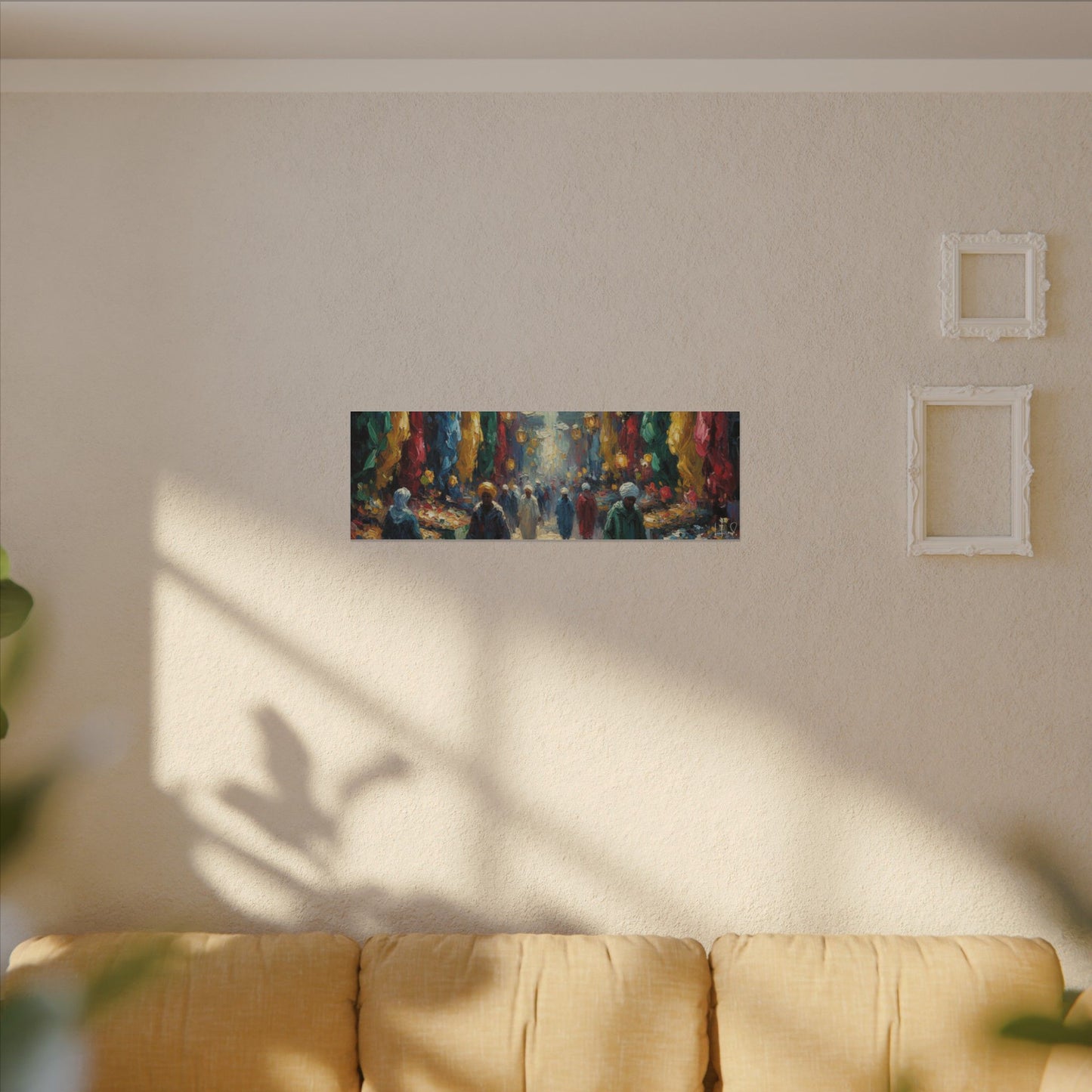 Middle Eastern Market Matte Canvas Wall Art — Colorful Bazaar Street Scene