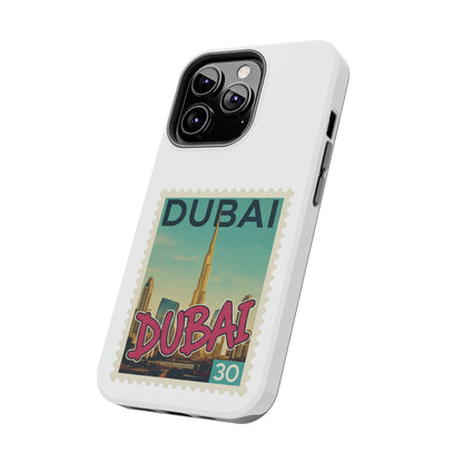 Coque de téléphone motif timbre-poste de Dubaï — Coque iPhone résistante inspirée du voyage