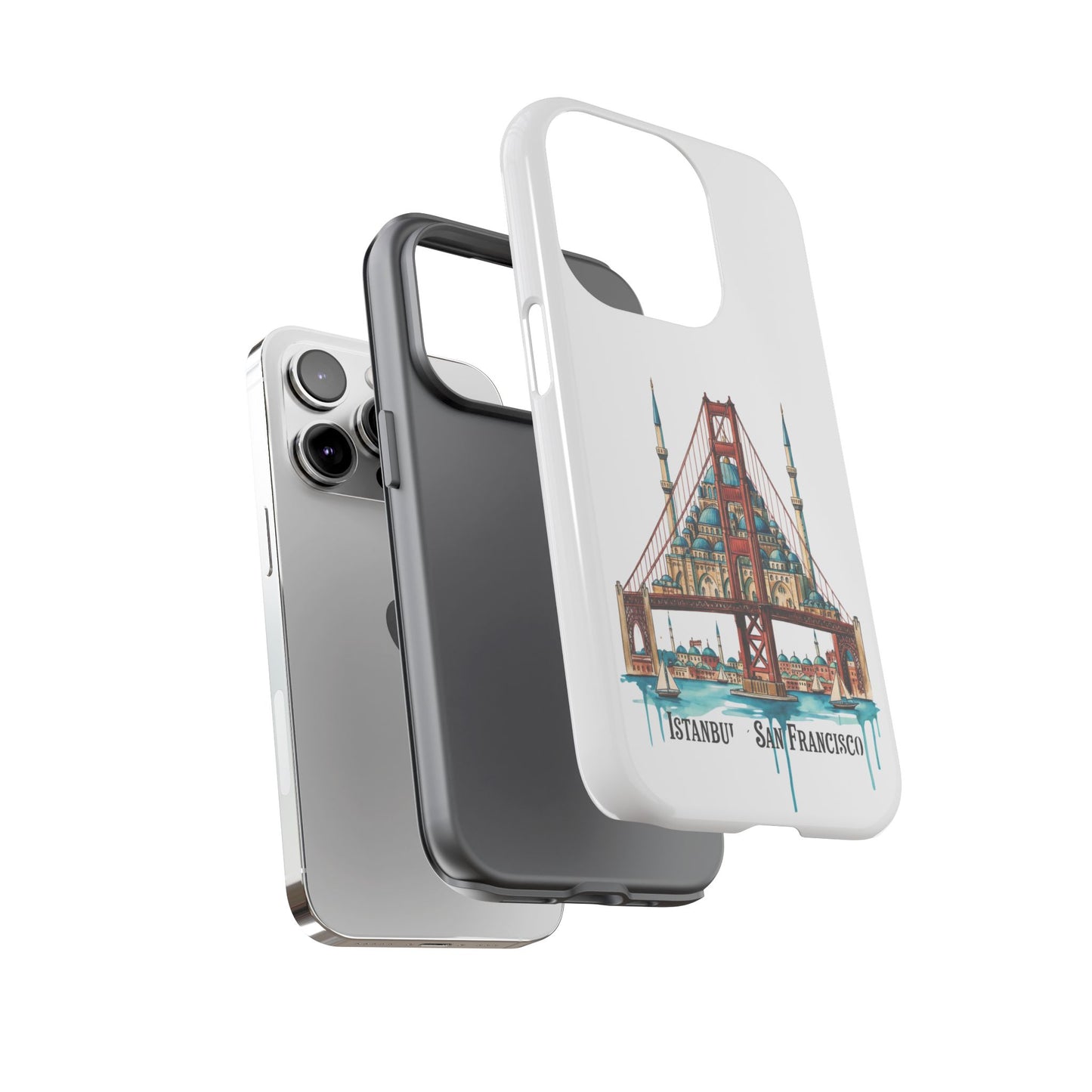 City Bridge Phone Case — Istanbul × San Francisco Illustrated Travel Design