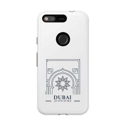 Dubai Architectural Phone Case — Minimal Souvenir Travel Design with Coordinates