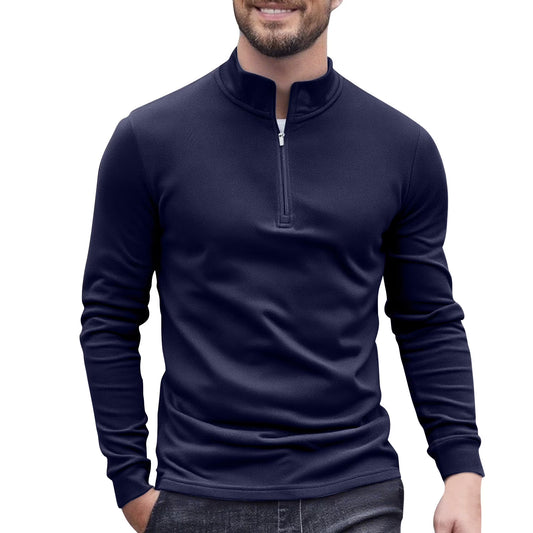 Men's Quarter Zip Fleece Stand Collar Sweatshirt Fall Winter Pullover Long Sleeve Workout Top